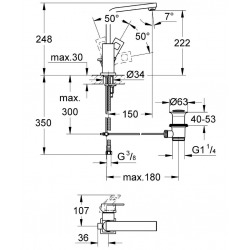  Eurocube Mitigeur monocommande 1/2" LavaboTaille L (2313500E)