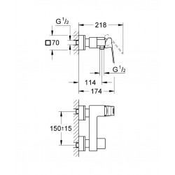 Eurocube Mitigeur monocommande 1/2'' Douche (23145000)  Eurocube Mitigeur monocommande 1/2'' Douche (23145000)