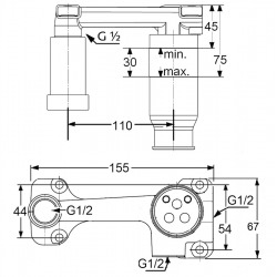 Corps à encastrer pour mitigeur de lavabo 2 trous pour montage mural (38243)
