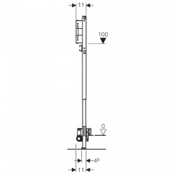 Bâti-support douche 130 cm évacuation murale, robinetterie murale à encastrer, hauteur de chape 65-90mm (111.581.00.1)