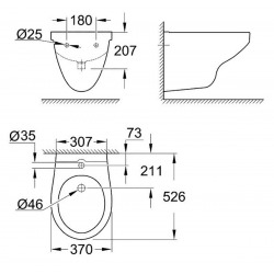  Bau Ceramic Bidet suspendu, blanc alpin (39433000)