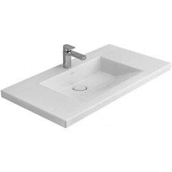 Plan de toilette Angulaire, 1000 mm x 550 mm, avec Ceramicplus, blanc