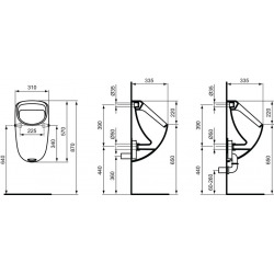 Ideal Standard Connect Urinoir suspendu en céramique, avec alimentation interne et évacuation arrière (E567101)