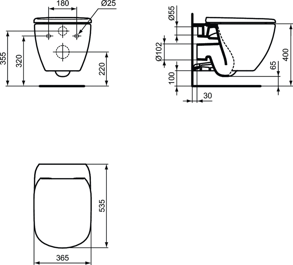 Ideal Standard TESI Cuvette suspendue AquaBlade T007901 Livea Sanitaire