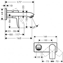 Metris - mitigeur de lavabo encastrée 165 mm Chromé (31085000)