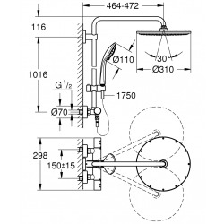  Euphoria System 310 Système de douche thermostatique pour montage mural (26075DL0)