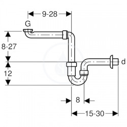 Siphon en tube coudé pour lavabo, modèle gain de place, sortie horizontale, Blanc alpin (151.107.11.1)