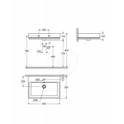  Cube Ceramic Lave-mains, 455x350 mm, PureGuard, alpine blanc (3948300H)