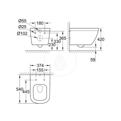 Euro Ceramic Cuvette WC suspendu, Blanc alpin (39328000)