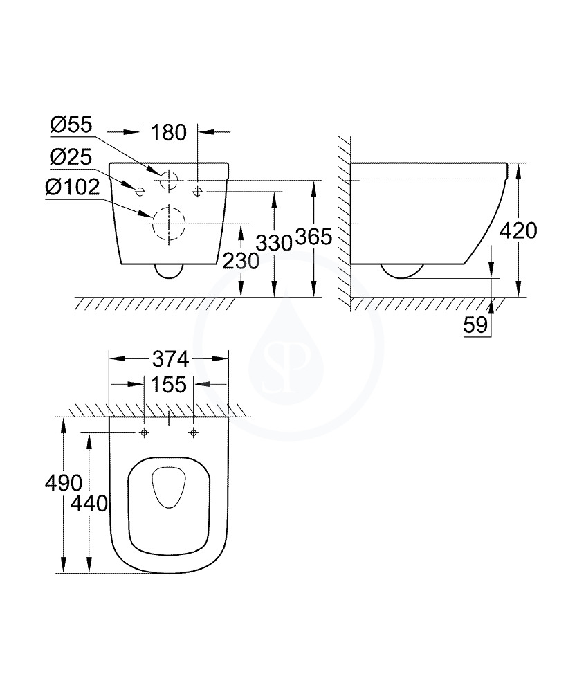 Grohe WC Suspendu à chasse d'eau intense compact Euro céramique