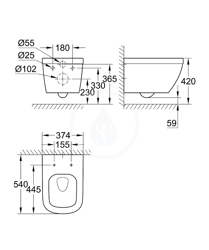 Grohe Euro Ceramic Cuvette WC suspendue avec PureGuard, blanc alpin  (3932800H) - Livea Sanitaire