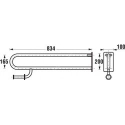 Poignée pliable pour toilette, 834mm, acier inoxydable (H3897160030001)