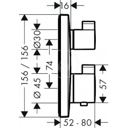  Ecostat Square Set de finition pour mitigeur thermostatique Square encastré avec robinet d&apos;arrêt, chromé