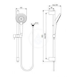 Ensemble de douche Circle, tige de 600 mm avec douchette, 3 jets, chrome (B1761AA)  Ensemble de douche Circle, tige de 600 mm avec douchette, 3 jets, chrome (B1761AA)