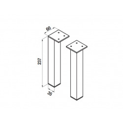 Cube Pieds pour meuble de salle de bain, 1 paire, 240 mm, Chrome (H4944021760001)