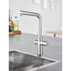 Grohe Blue Home Kit de démarrage avec mitigeur de cuisine bec en L, chrome (31454001)