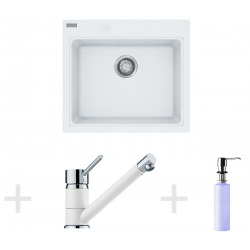 Franke Kit de cuisine G63, Évier en granit KSG 238, blanc + Mitigeur FG 7477, blanc + Distributeur de savon FD 300 (114.0365.089)