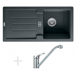 Franke Kit de cuisine G84, Évier en granit STG 614, graphite + Mitigeur FG 1839, chromé (114.0365.796)