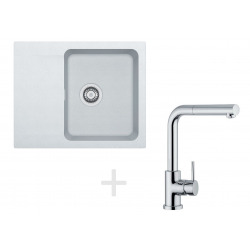 Franke Kit de cuisine T24, Évier en tectonite OID 611-62, blanc + Mitigeur FN 0147, chromé (114.0323.943)