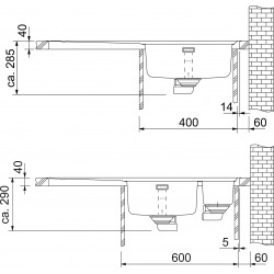 Franke Sinos - Inox évier SNX 211/611 /2, 780x510 mm, gauche + siphon (127.0286.279)