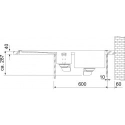 Franke PLANAR - Inox évier PPX 251/651 TL, 1000x512 mm, gauche + siphon (127.0203.467)