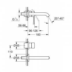 Essence Mitigeur monocommande 2 trous lavabo Taille M Hard Graphite Brossé (19408AL1-set)