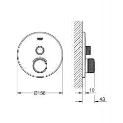 Grohtherm SmartControl Thermostatique pour installation encastrée 1 sortie, Supersteel (29118DC0)