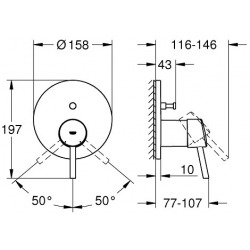 Concetto Mitigeur mécanique encastrable 2 sorties avec inverseur (24054001)  Concetto Mitigeur mécanique encastrable 2 sorties avec inverseur (24054001)