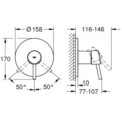 Concetto Mitigeur mécanique de douche, 1 sortie, Chrome (24053001)  Concetto Mitigeur mécanique de douche, 1 sortie, Chrome (24053001)