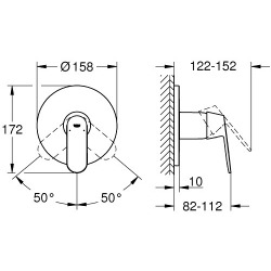  Eurosmart Cosmopolitan Mitigeur mécanique 1 sortie douche (24044000)