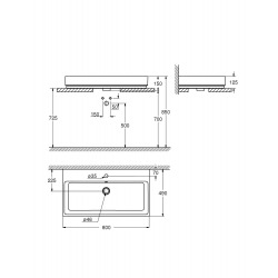  Cube céramique Vasque à poser 80cm, blanc alpin (3947600H)