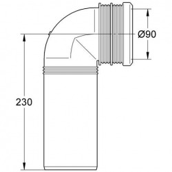  Sortie coudée PP DN 90 avec raccord (42327000)