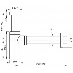 Siphon de lavabo universel design 100% métal chromé (SP SDCRK0)