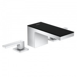 Axor Robinet de lavabo avec sortie Push-Open, installation à 3 trous, chrome / verre noir (47050600)