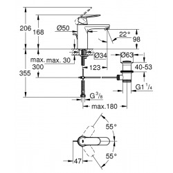 Eurosmart Cosmopolitan Mitigeur monocommande 1/2″ Lavabo Taille M (23325KW0)