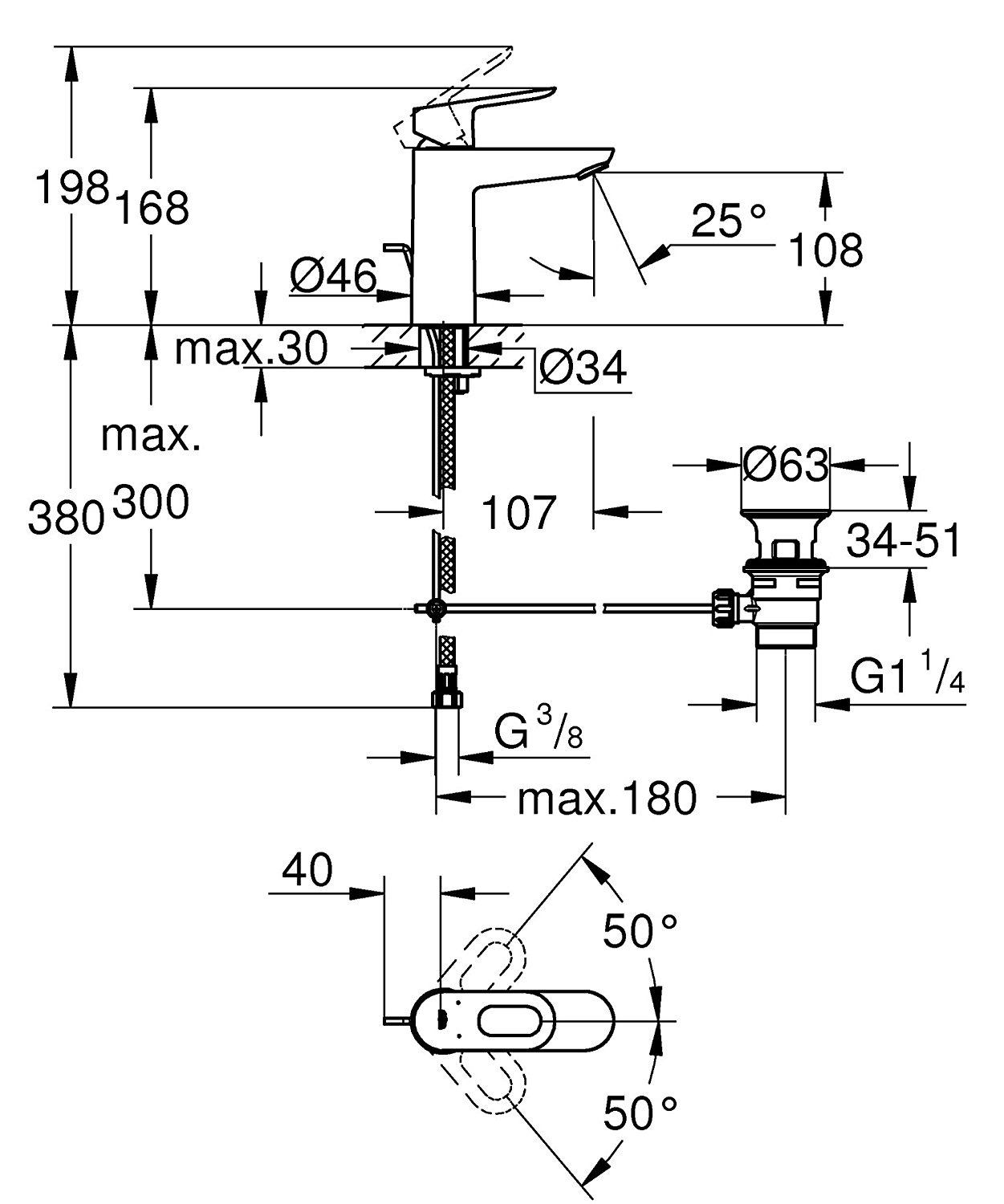 MITIGEUR MONOCOMMANDE LAVABO TAILLE M - MITIGEUR MONOCOMMANDE LAVABO TAILLE  M