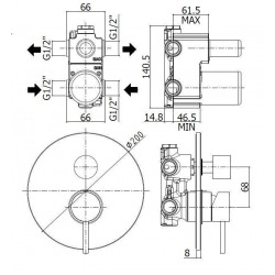 Mitigeur de douche encastré (LIG018NO)  Mitigeur de douche encastré (LIG018NO)
