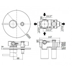 Mitigeur à encastrer, noir mat (LIG015NO)  Mitigeur à encastrer, noir mat (LIG015NO)