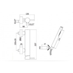  Mitigeur de douche avec accessoires, noir mat (LIG168DNO)