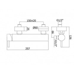  Mitigeur de douche mural, noir mat (LIG168NO)