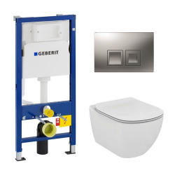 Geberit Pack WC Geberit duofix UP100 + Cuvette Ideal Standard Tesi Aquablade + Plaque de commande Delta50 chrome mat