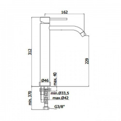  Light Mitigeur de lavabo XL sans tirette ni vidage, Matt Black (LIG081NO)