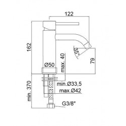 Mitigeur lavabo sans tirette ni vidage, finition Steel Looking - (LIG071ST)