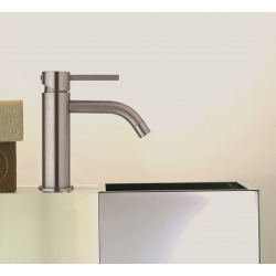 Mitigeur lavabo sans tirette ni vidage, finition Steel Looking - (LIG071ST)