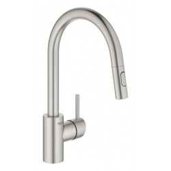 Grohe CONCETTO Mitigeur monocommande pour évier avec douchette extractible 2 jets, Supersteel (31483DC2)