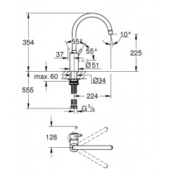 Concetto Mitigeur monocommande évier, Zero SuperSteel (32661DC3)  Concetto Mitigeur monocommande évier, Zero SuperSteel (32661DC3)
