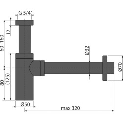  Siphon pour lavabo laiton noir Mat  (A400BLACK)