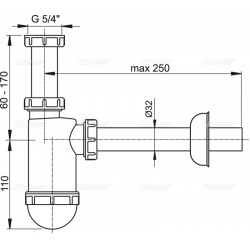  Siphon de lavabo DN32 avec écrou 5/4 " (A430)