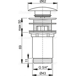  Bonde pour lavabo clic-clac 5/4 " Avec trop-plein (A392B)