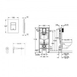 Pack Set Bati-support Grohe Rapid SL + WC suspendu sans bride SENTO/abattant soft close noir mat (GROHE-sentonoir1)